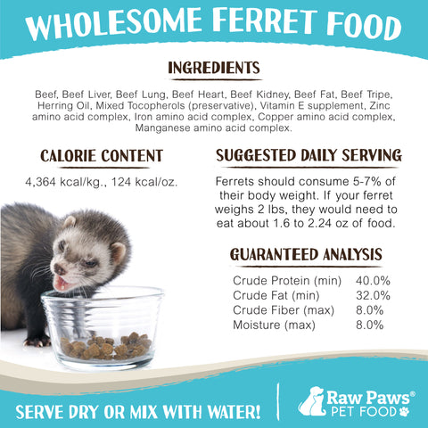 Freeze Dried Pet Food for Ferrets - Beef Recipe, 16 oz