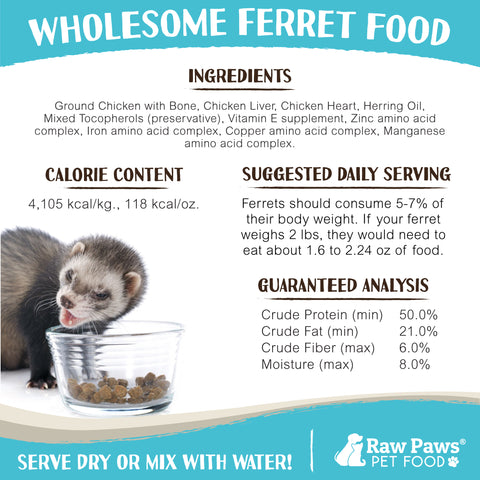 Freeze Dried Pet Food for Ferrets - Chicken Recipe, 16 oz