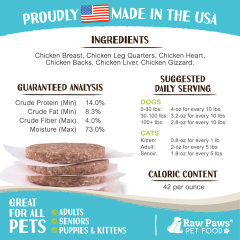 Signature Blend Pet Food for Dogs & Cats - Chicken Recipe - Patties, 8 oz - 8 ct