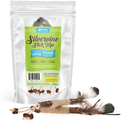 Natural Matatabi Silvervine Chew Stick Feather Cat Toy, 3 ct