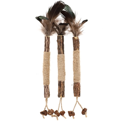 Natural Matatabi Silvervine Chew Stick Feather Cat Toy, 3 ct