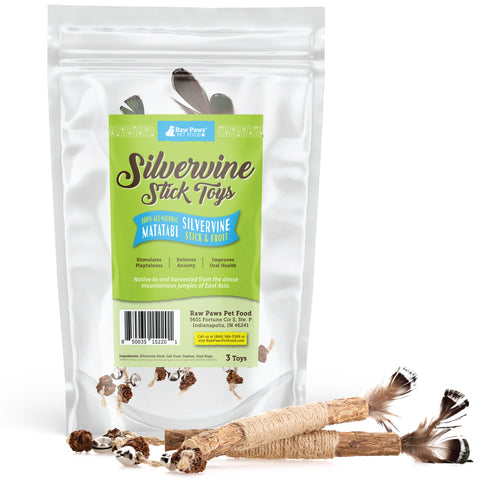 Natural Matatabi Silvervine Chew Stick Feather Cat Toy, 3-ct