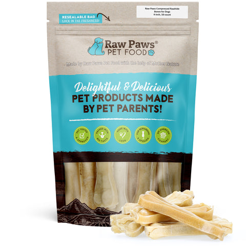 Compressed Rawhide Bones for Dogs, 4" - 10 ct