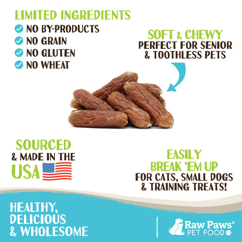 Grain-Free Soft Sausage Treats for Dogs & Cats - Beef Recipe, 6 oz