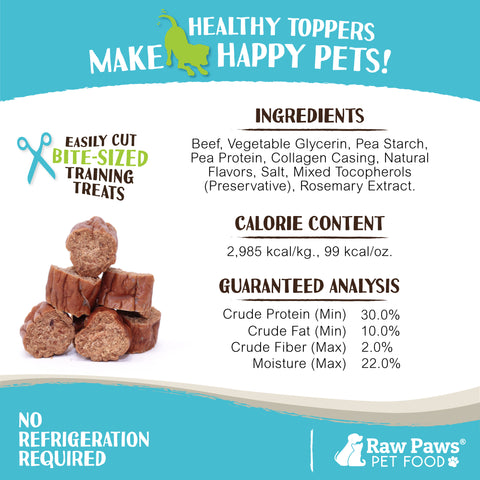 Grain-Free Soft Sausage Treats for Dogs & Cats - Beef Recipe, 6 oz