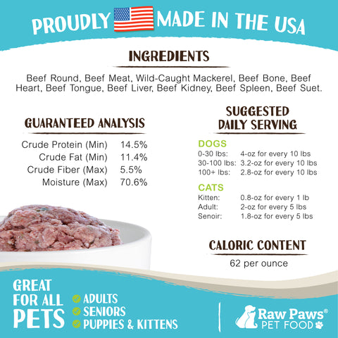 Signature Blend Pet Food for Dogs & Cats - Beef & Mackerel Recipe, 1 lb