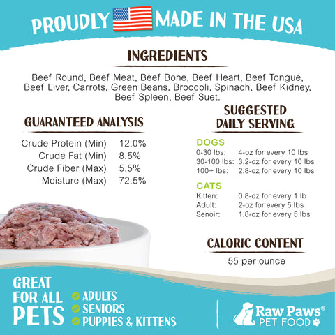 Signature Blend Pet Food for Dogs & Cats - Beef & Vegetable Recipe, 1 lb