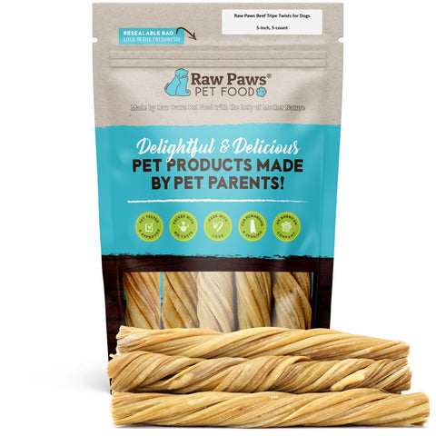 Beef Tripe Twists for Dogs - 5-inch, 5 ct