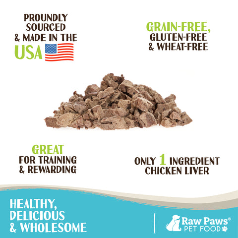 Freeze Dried Diced Chicken Liver Treats for Dogs & Cats, 4 oz